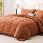 Love's cabin Twin XL Comforter Set Burnt Orange, 5 Pieces Twin XL Bed in a Bag - Image 2