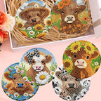 8 Pack Diamond Art Coasters, Highland Cow Diamond Painting Coasters Kits | Cow - Image 6