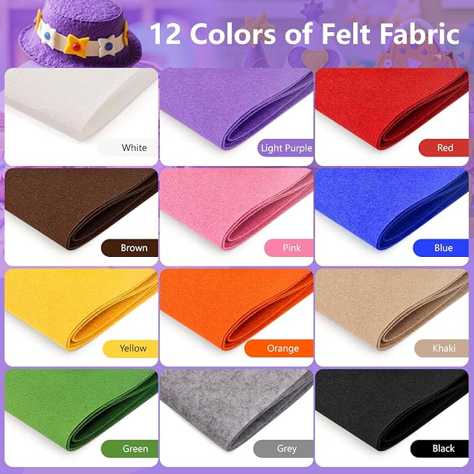 12 Rolls 8"x35" Large Stiff Felt Sheets, 1mm Felt Fabric Sheet - Image 2