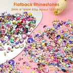 1200Pcs Crystal Gems for Crafts Mix Sizes Flatback Rhinestone Acrylic AB - Image 2