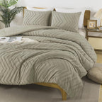 Andency Oatmeal Comforter Set Full Size, Boho Soft Warm Tufted Bedding - Image 2