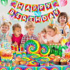 Tie Dye Birthday Party Supplies, 16 Guests Tie Dye Party Tableware Decorations - Image 5