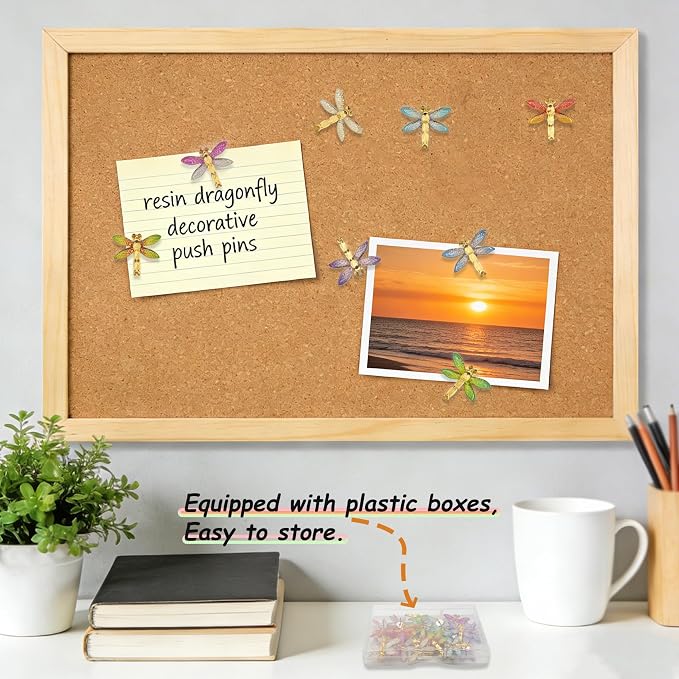 30 Pcs Colorful Resin Dragonfly Push Pins, Insect Thumb Tacks - Image 4
