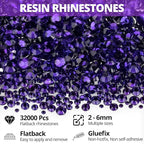 32000Pcs Purple Rhinestones for Bedazzling, Flat Back Resin Diamond Crystal - Image 2