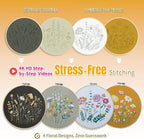 ETSPIL Embroidery Kit for Beginners, 2 Hoops, 4K Video, 4 Floral Patterns | - Image 6