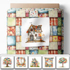 Patchwork Cozy Cottage Cotton Fabric Panel – 6 Designs + Bonus Sheet 29.5×19.6 - Image 2