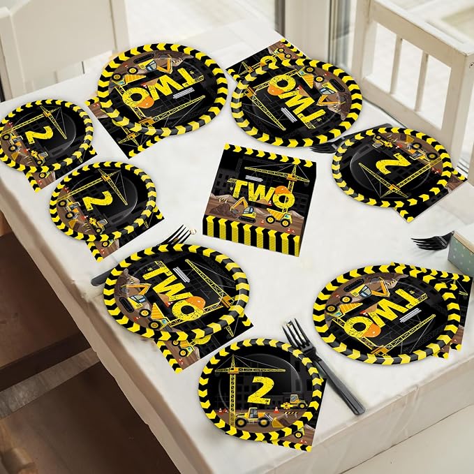 50 Guests Construction Birthday Plates and Napkins Forks Party Supplies - Image 7