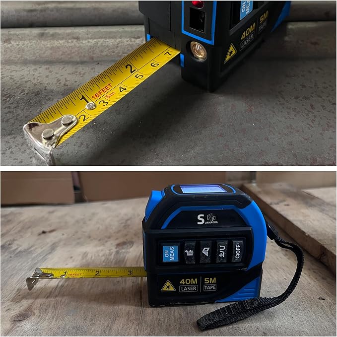 4-in-1 Laser Tape Measure with Laser Level Crosshairs |130ft/40m Laser - Image 7