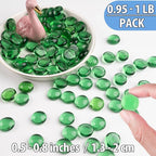 Green Glass Marbles, 0.97 LB Transparent and Smooth Flat Glass Beads - Image 3