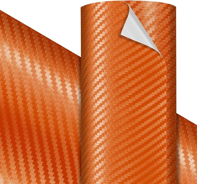 VViViD Premium 3D Orange Carbon Craft Vinyl Roll 1ft x 5ft – Bubble-Free Air by VVIVIDVINYL