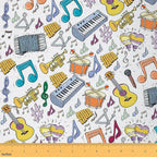 Music Fabric by The Yard, Rock Musical Instrument Guitar Piano Fabrics by CastleFairy
