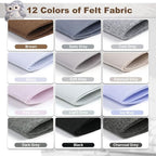 Large Stiff Felt Sheets 8"x35" – 12 Assorted Colors Felt Fabric Bundle Pack - Image 2