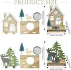 2 pcs 2 Styles Christmas Candlestick Theme Wooden Bases House Deer Tree Wood - Image 2