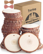 Wood Slices with Hole, Unfinished Wooden Circles by TRAVLOG