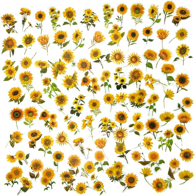 100Pcs Small Sunflower Stickers Transparent - Image 5