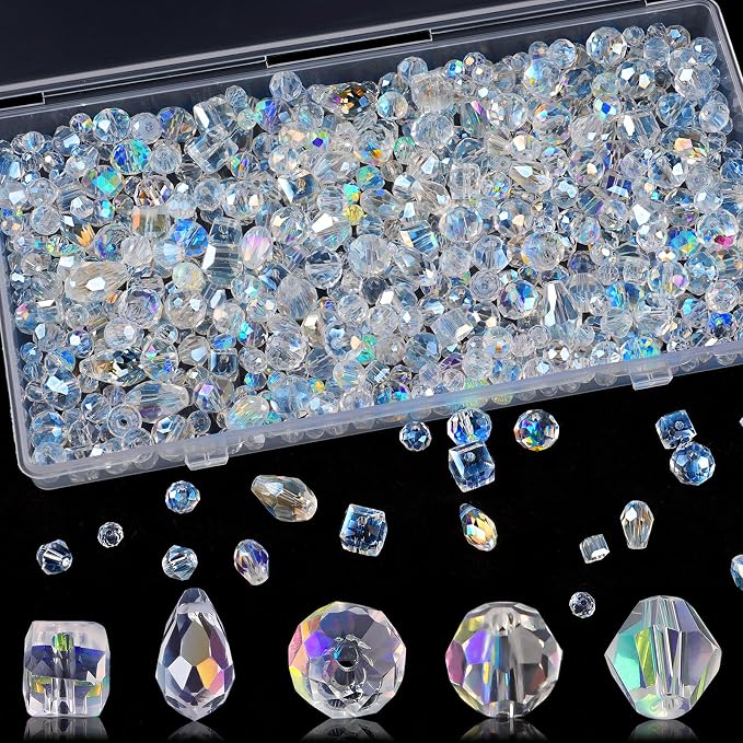 600 Pcs Crystal Glass Beads for Jewelry Making, Crystal Beads by NIUBIER