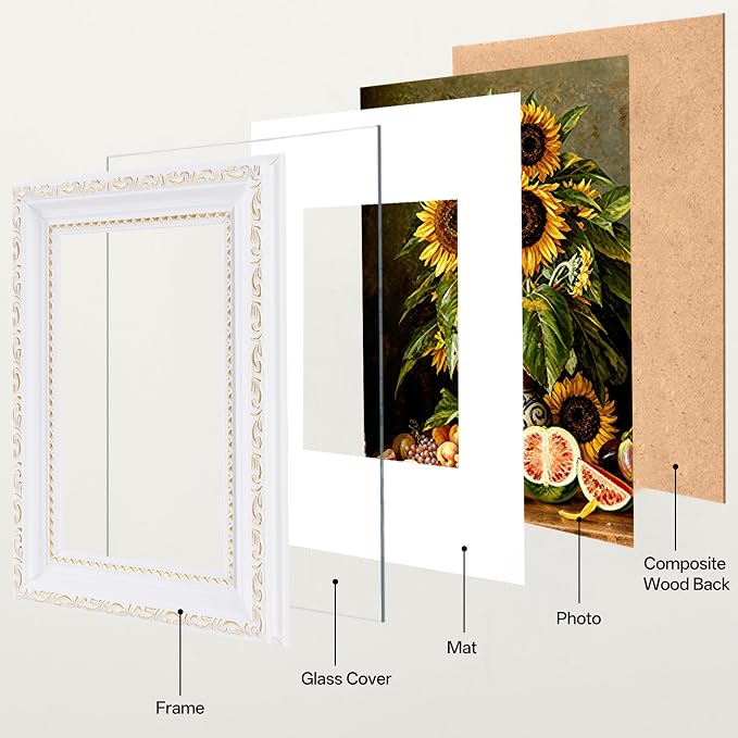 eletecpro 4x6 Vintage Picture Frame, Glass Cover, Horizontal or Vertical - Image 2