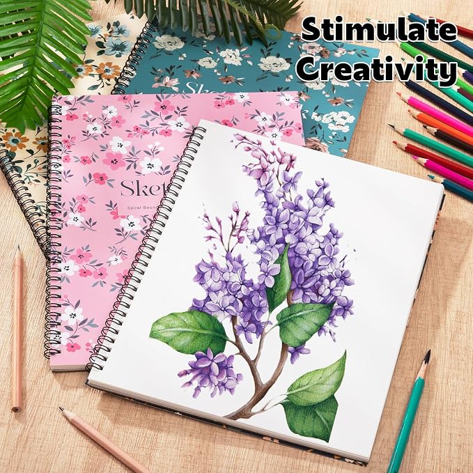 4 Pack Sketch Book, 8.5 x 11Inch Sketchbook, 68lb/100gsm Spiral Bound Sketch Pad - Image 7