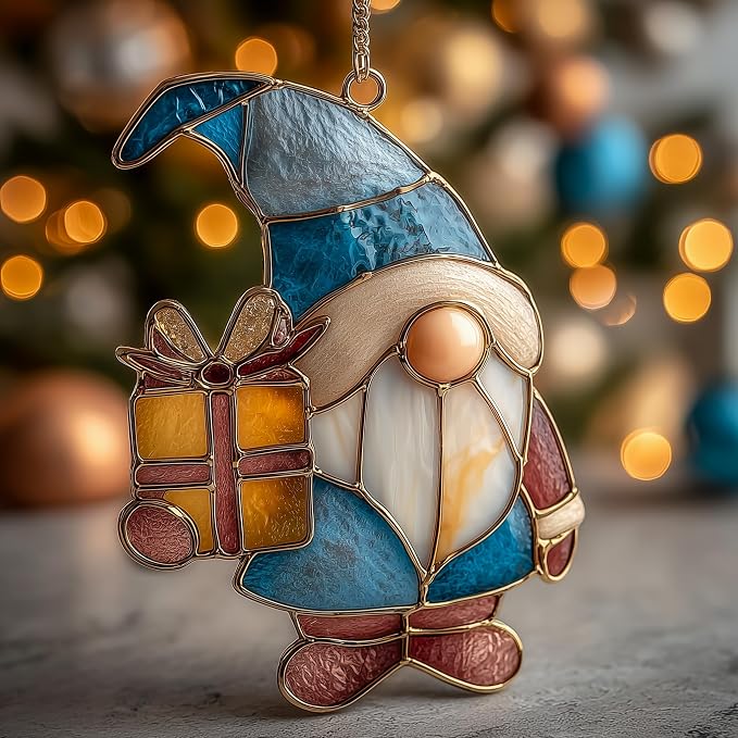 Christmas Gnome Acrylic Suncatcher by Unknown