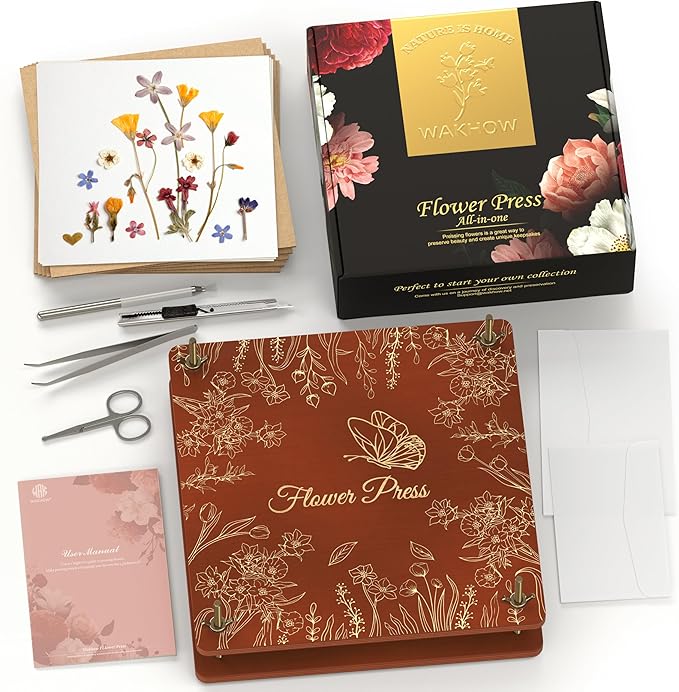 Wakhow Flower Press Kit – 11" x 11" Large Wooden Flower Presser by Wakhow