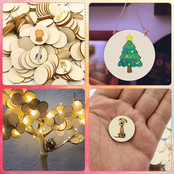 200 Pieces Round Wood Circles for Crafts - Image 4