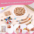 213 Pcs Silicone Beads for Keychain Making, 12mm Wood Letter Keychain 15mm - Image 4