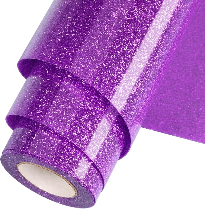 Purple Glitter HTV Heat Transfer Vinyl Roll 12inch x 20 ft by WOOGLITTER
