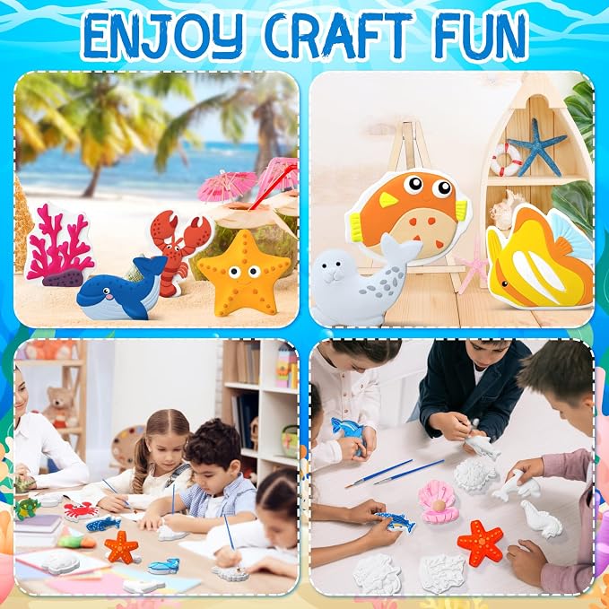 Soulchen 24 Set Ocean Animals Ceramic Painting Kits Sea Animals Ceramic - Image 5