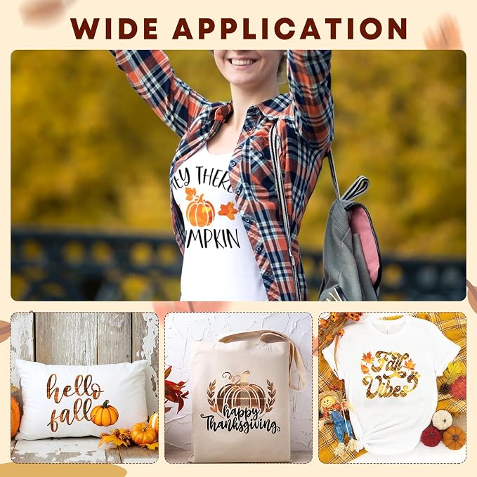 Tintnut Fall Autumn Heat Transfer Vinyl, 10 Sheets 12×10in Iron on Vinyl | Fall - Image 5
