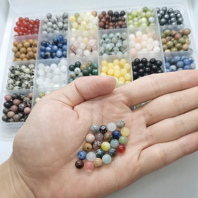 960pcs 6mm Natural Gemstone Beads Crystal Bracelet Jewelry Making Kit | - Image 3
