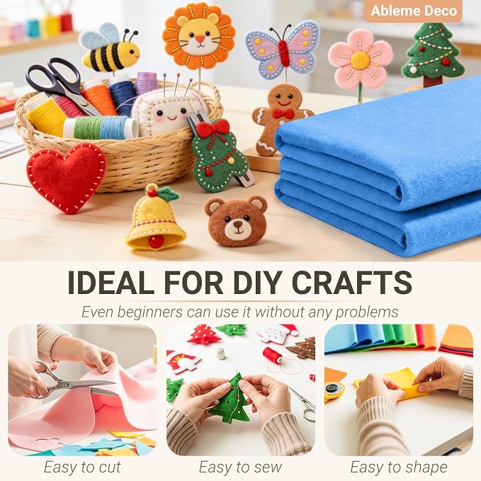 Felt Fabric Sheets 18" x 18" 1.6mm Soft Craft Felt, Sky Blue | Soft Precut Felt - Image 4