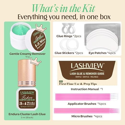 LASHVIEW Lash Cluster Glue & Remover Kit Super Strong Hold 4 Weeks+ - Image 3
