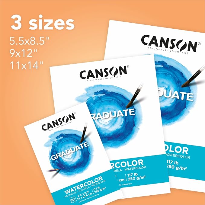 Canson Graduate Watercolor Pad, 5.5x8.5 inch, 20 Sheets | Artist Paper - Image 4