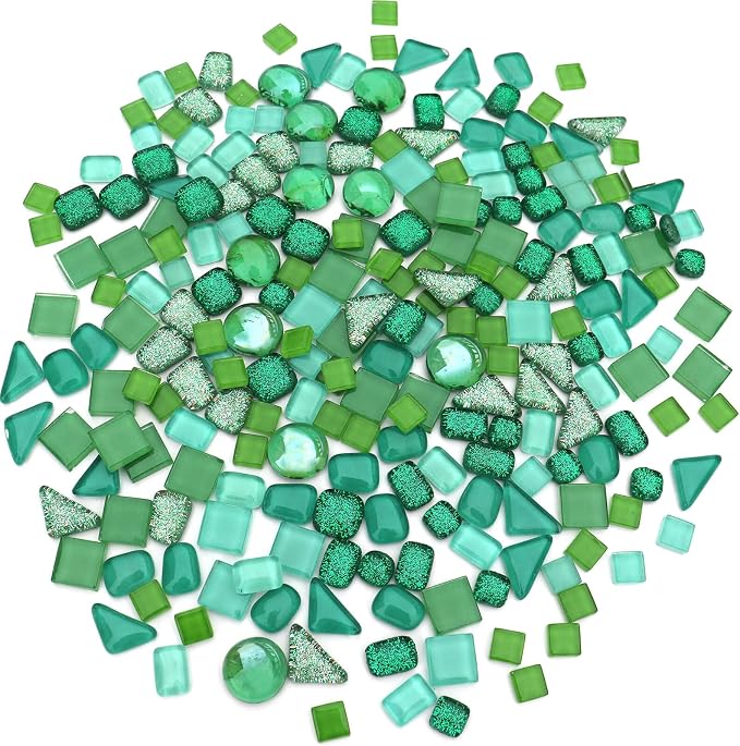 LITMIND Assorted Green Irregular Crystal Mosaic Tiles, 9oz Value Pack - Image 2