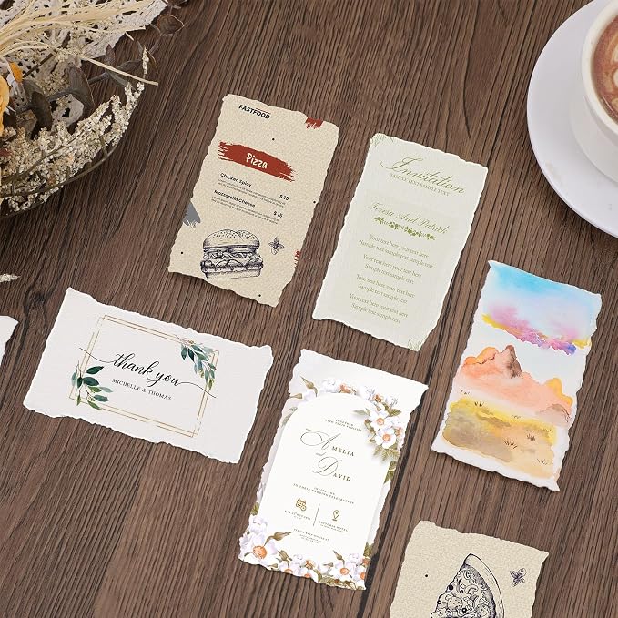 100 Sheets Watercolor Paper 2 x 3.5inch, 300 GSM Deckled Edge Paper - Image 7
