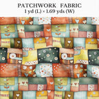 Patchwork Cotton Fabric Panel 61 x 36.6 Inches, Scandinavian Heart Pattern - Image 2