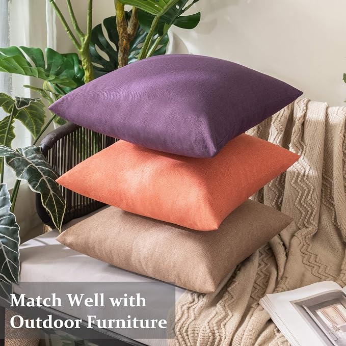 MIULEE Pack of 2 Decorative Outdoor Solid Waterproof Throw Pillow Covers Euro - Image 5