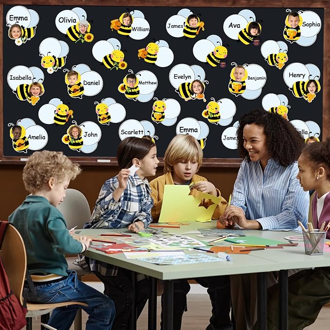 gisgfim 80Pcs Bee Cutouts Summer Honey Bee Decorations Bulletin Board Summer - Image 5