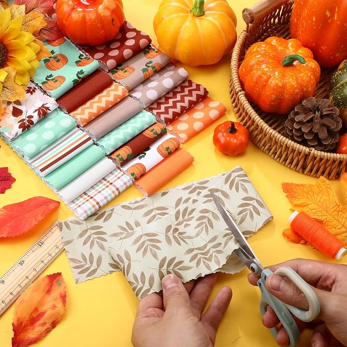 Hosuly 40 Pcs Fall Fabric Orange Jelly Fabric - Image 3