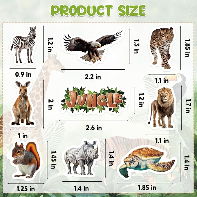 300Pcs Animals Foam Stickers, Self-Adhesive Cartoon Jungle Animals Foam Sticker - Image 7