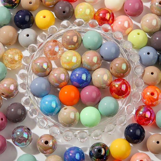16mm Acrylic Beads Deep Ab Color Round Bead 100pcs Loose Space Beads by BERMRO