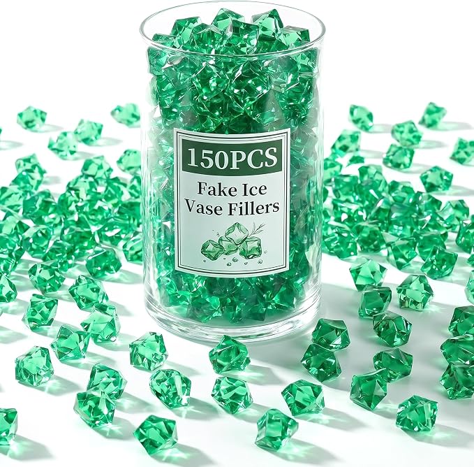 DomeStar 150PCS Fake Ice, Vase Fillers Green Acrylic Fake Diamonds Plastic Gems by DOMESTAR