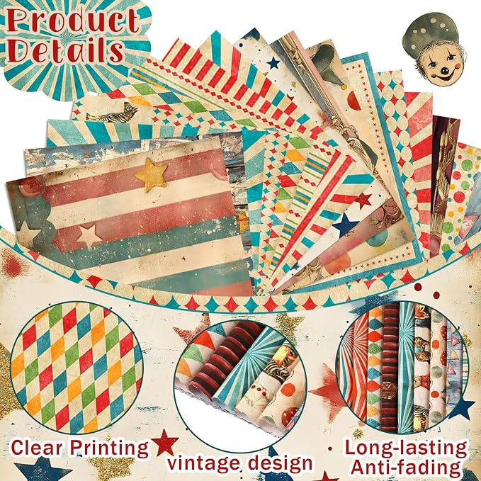 HunnmingRe 20 Pcs 10''x10'' Vintage Carnival Quilting Fabric Square Precuts - Image 5