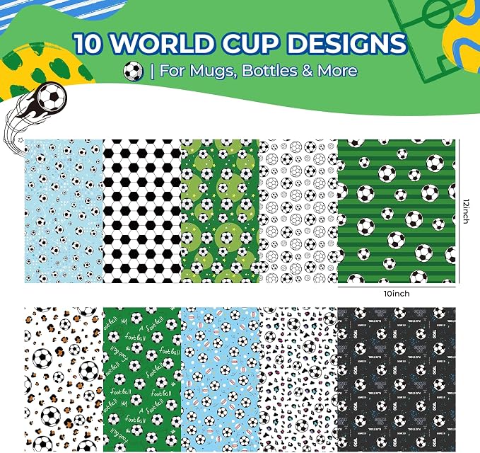HTVRONT 10 Pack 12"x10" Soccer Ball Patterned Permanent Vinyl | Waterproof Vinyl - Image 2