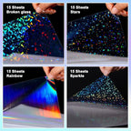 Nezyo 60 Sheet Holographic Laminate Sheet Clear Glitter A4 Size Vinyl Sticker - Image 3