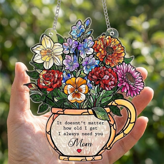 Mom Flower Acrylic Suncatcher Ornament, Wild Flower Remembrance Window Hangings - Image 9