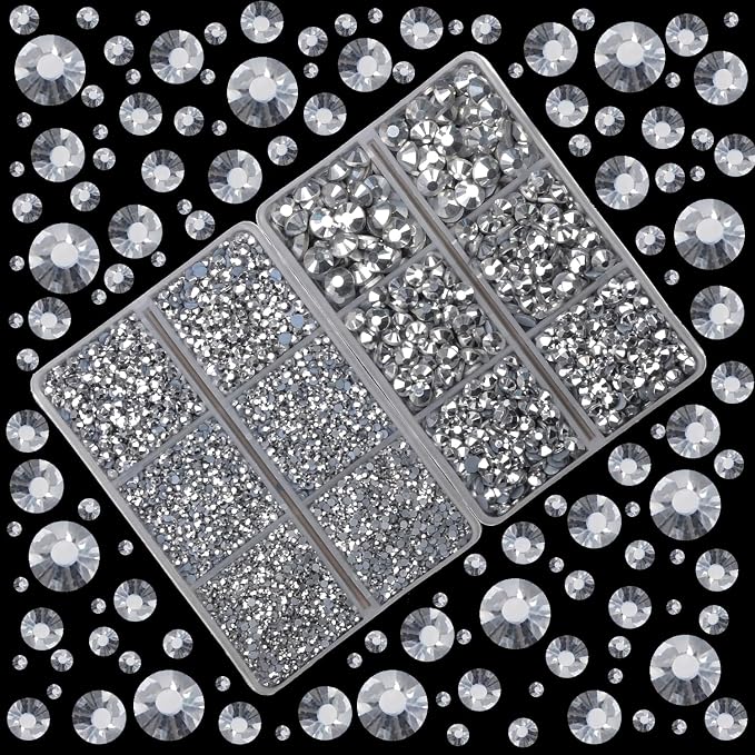 10000Pcs 2-Boxes Mixed Size Hot Fix Round Crystals Gems Glass Stones Hotfix - Image 2