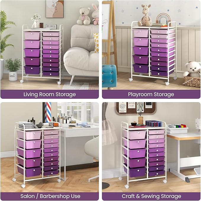BECOMFORT 15-Drawer Rolling Cart - Image 8