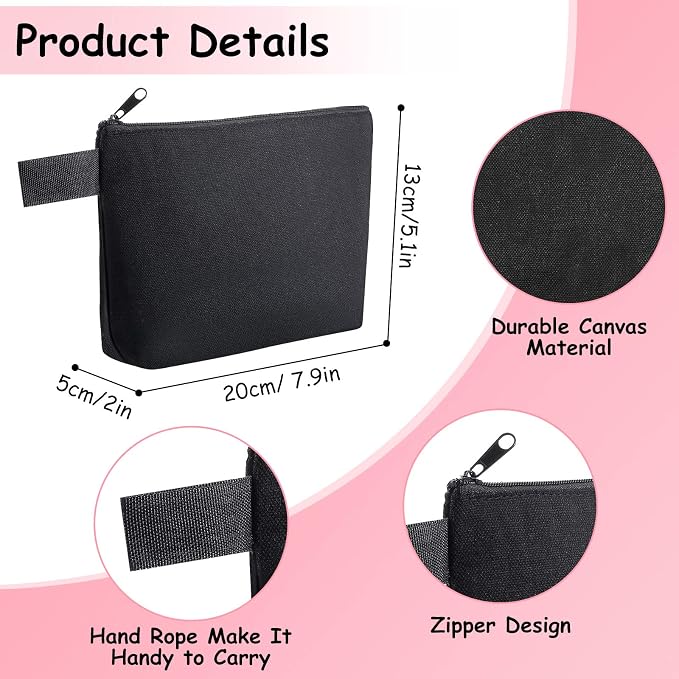 Weewooday 12 Pieces Blank Canvas Makeup Bags - Image 2