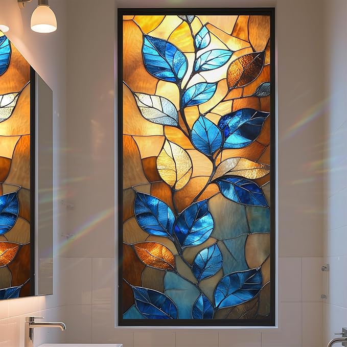 Stained Glass Window Privacy Film Static Cling by AOHMPT